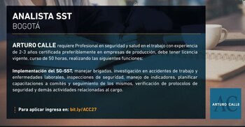 Vacante de analista SST /