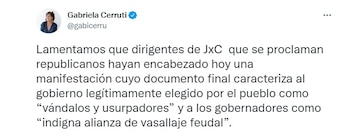 El primer tuit de Cerruti