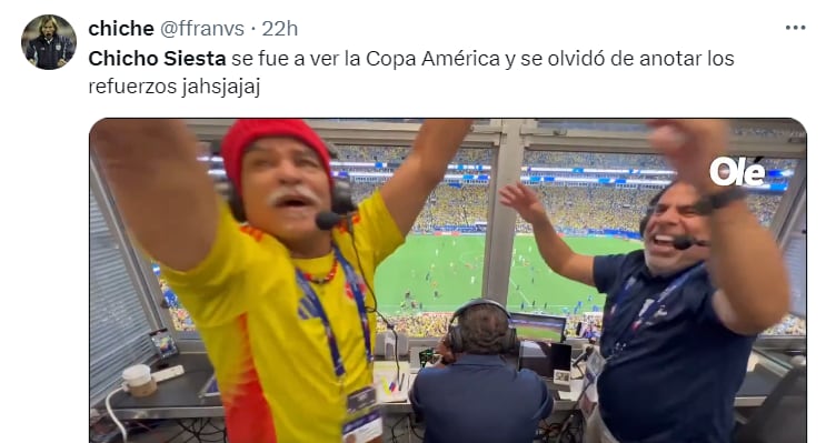 El Chicho Serna fue cuestionado por asistir a la Copa América - crédito @ffranvs/X