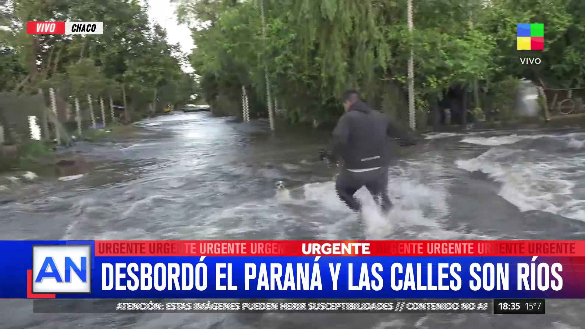 El momento del rescato del periodista Alejandro Pueblas al perro que bautizó como Bartolo (América Noticias, América)