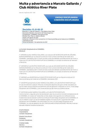 La sanción de Conmebol para