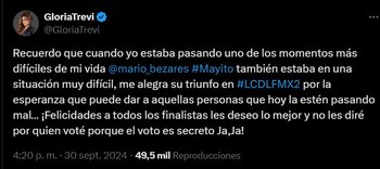 La cantante se alegró por el triunfo de 'Mayito' en LCDLF (Archivo)