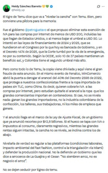 Congresistas, representantes, concejales y exministros se pronunciaron tras el anuncio de la Ley de Rescate Económico por parte del gobierno de Abelardo de la Espriella - crédito X