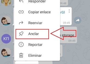 Anclar mensaje en Telegram. (foto:
