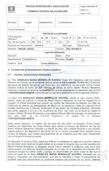 Una acusación formal señala que