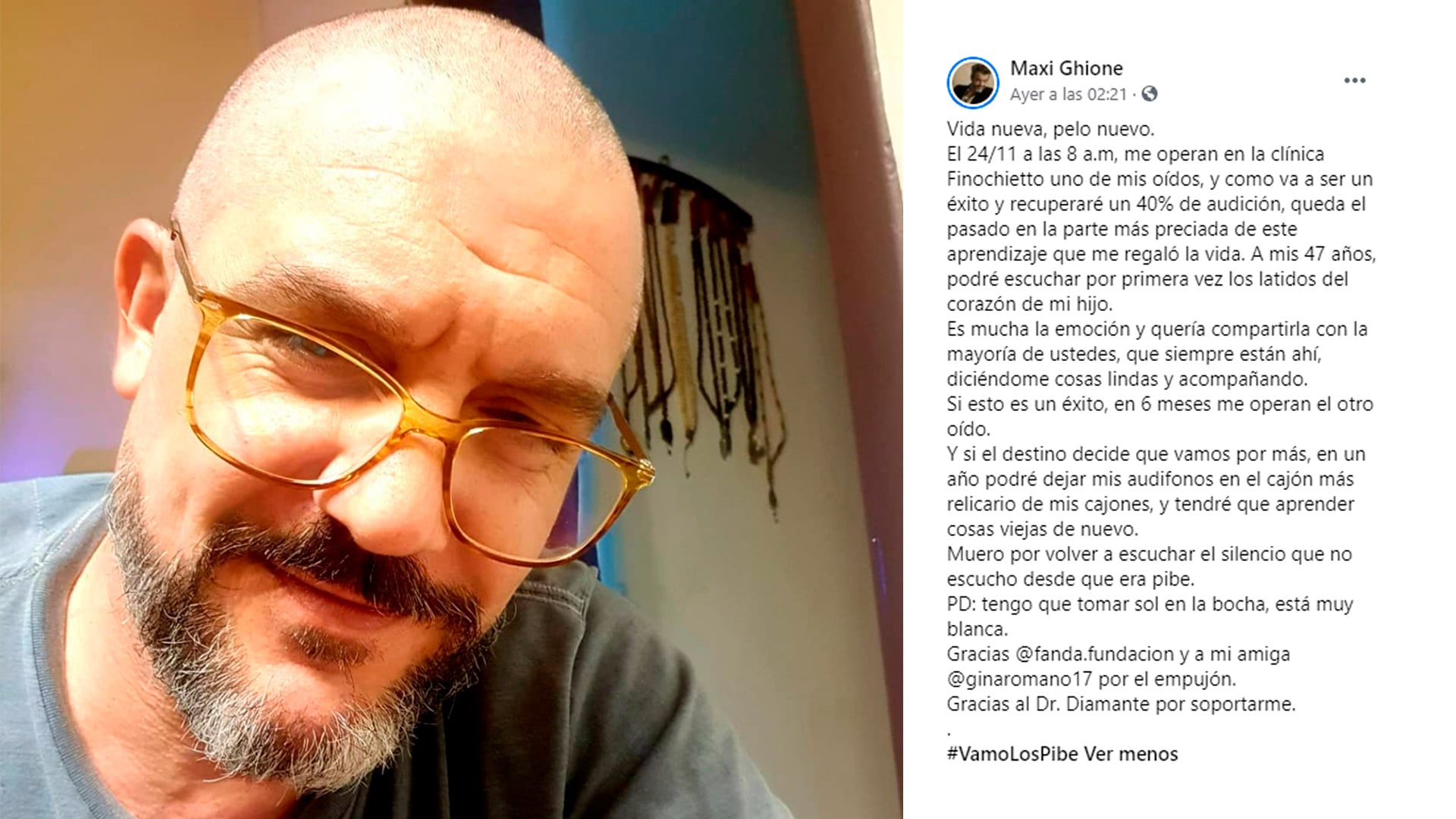 Maxi Ghione al hablar de su operación