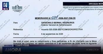 Congreso permitirá a sus directivos viajar con cuatro asesores pagados por el Estado. Captura: Cuarto Poder.