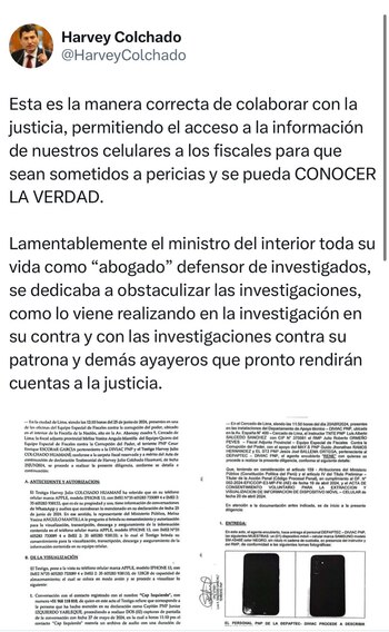 El coronel Harvey Colchado lanza