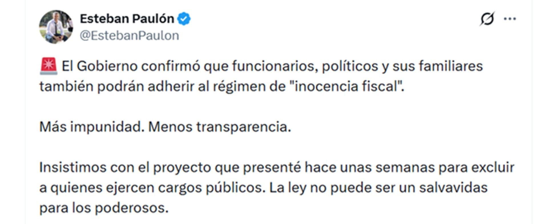 La advertencia de Esteban Paulón