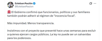 La advertencia de Esteban Paulón