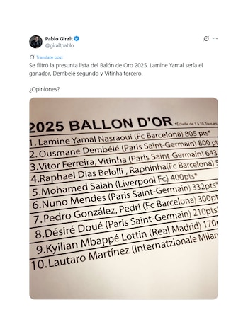 La lista que circuló