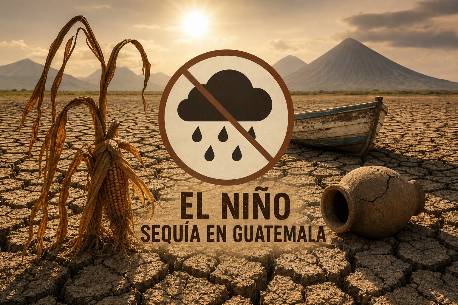 Un terreno de tierra agrietada con cultivos secos representa el impacto del fenómeno meteorológico de El Niño y la sequía en Guatemala. (Imagen Ilustrativa Infobae)