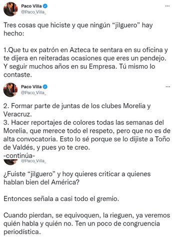 Hilo de Twitter de Paco