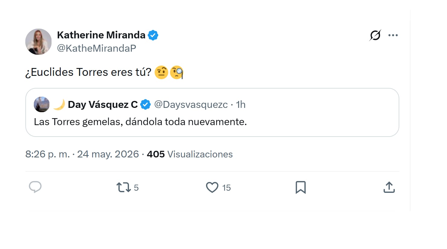 Con este mensaje en redes sociales, la representante Katherine Miranda lanzó sus insinuaciones sobre la campaña de Iván Cepeda, aprovechando un comentario de Day Vásquez - crédito @KatheMirandaP/X
