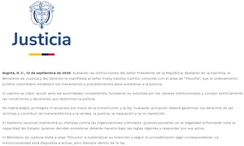 El Ministerio de Justicia señaló que el sometimiento deberá realizarse por los canales institucionales y conforme a la ley. - crédito Ministerio de Justicia