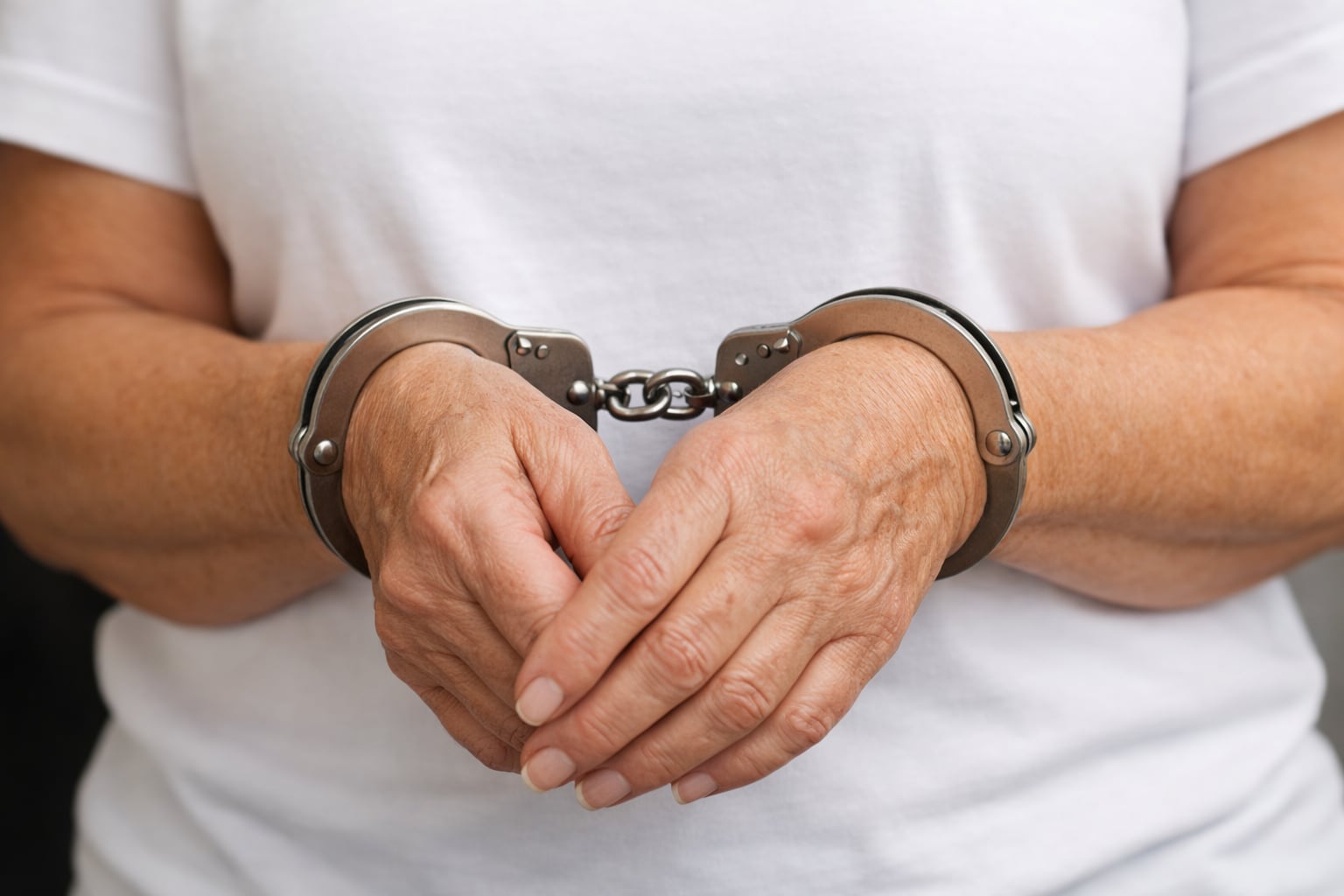 Las manos de una mujer están esposadas, mostrando la situación de detención o arresto por parte de las autoridades. (Imagen Ilustrativa Infobae)