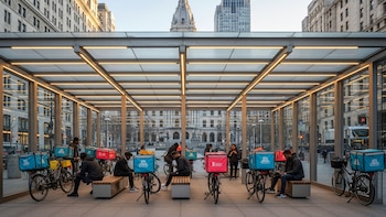 Nueva York acelera la construcción de áreas de descanso para repartidores ante creciente demanda