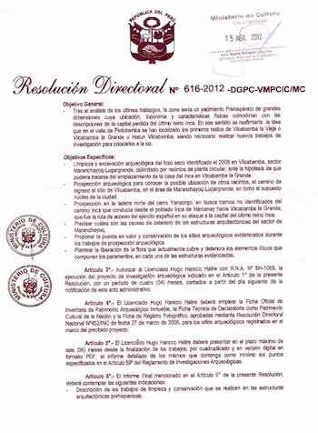 Resolución N.º 6162012 emitida por