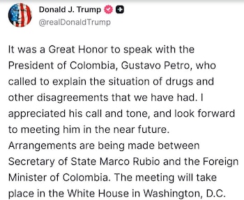 Trump confirmó la llamada con