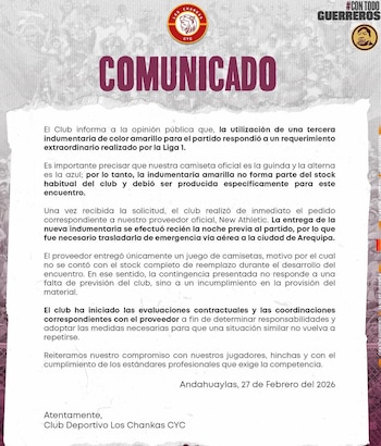 Comunicado de Los Chankas sobre