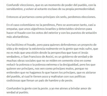 Petro volvió a lanzar críticas contra el presidente electo Abelardo de la Espriella - crédito @petrogustavo/X