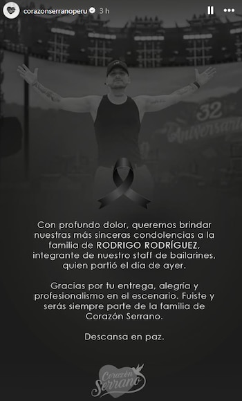 Corazón Serrano lamenta la muerte