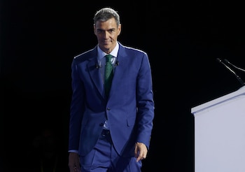 El presidente del Gobierno, Pedro Sánchez, durante su intervención este mediodía en la reunión anual del Cercle d, Economía . (EFE/ Quique Garcia)