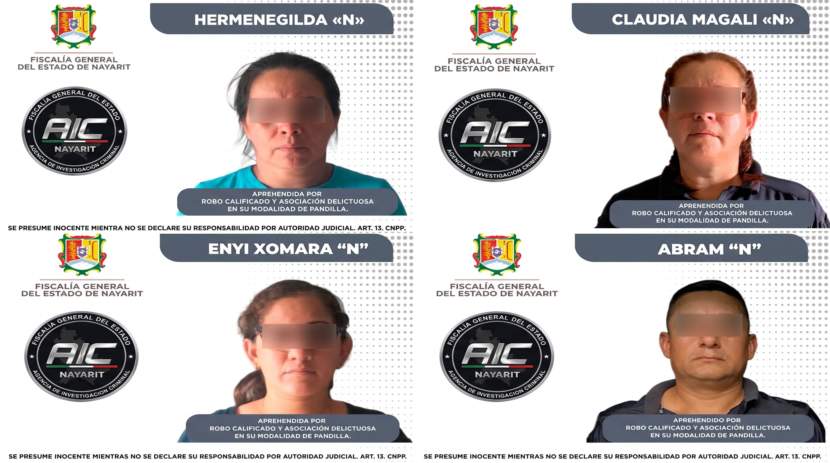 Los cinco elementos quedaron a disposición del Ministerio Público mientras la Fiscalía de Nayarit investiga su posible participación en el robo de más de 500 mil pesos de una caja fuerte. (Crédito: Fiscalía de Nayarit)