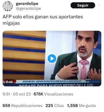 Captura compartida por Fernando Llanos.