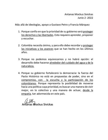 Antanas Mockus se une a