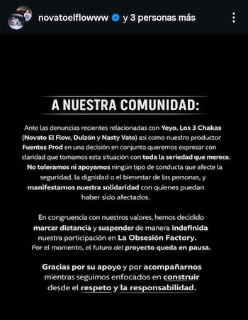 Un comunicado oficial de novatoelflowww