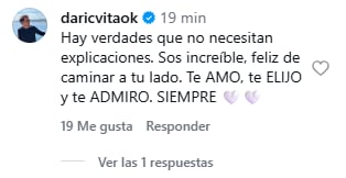 Darío Cvitanich respondió al posteo de Ivana Figueiras con un mensaje de apoyo y afirmó que “hay verdades que no necesitan explicaciones”
