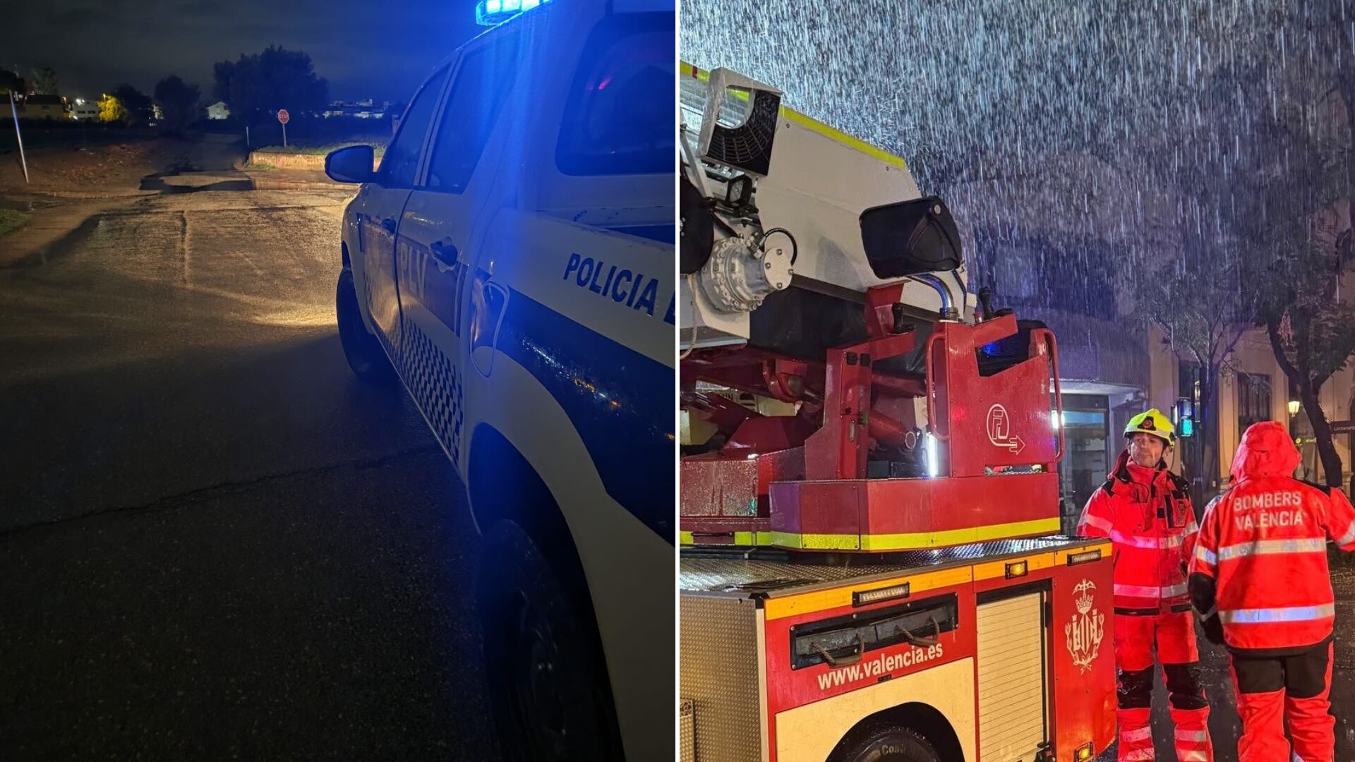 La Policía Local y los bomberos continúan sus operativos y realizan un seguimiento de barrancos y ríos durante la noche (@AjuntamentVLC)