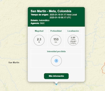 SGC reportó movimiento telúrico en la madrugada del 19 de enero