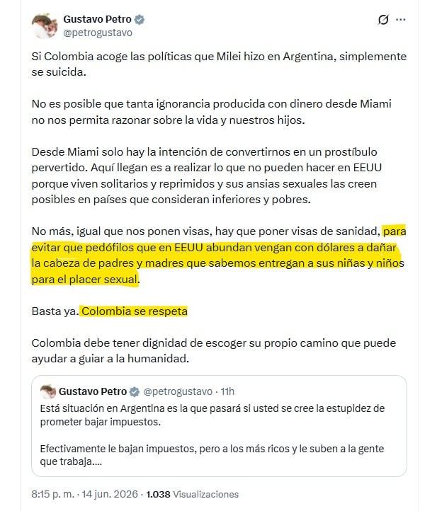 Uno de los apartados del mensaje de Gustavo Petro más comentados de su mensaje estuvo relacionado con la protección de niños, niñas y adolescentes - crédito @petrogustavo/X
