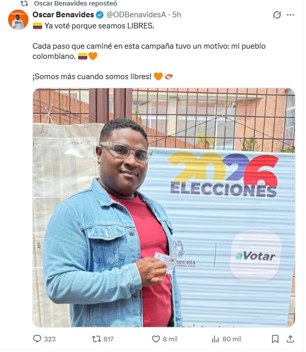 La victoria de Benavides responde al descontento con el modelo de representación de Polo Polo, criticado por su falta de arraigo territorial y conexión real con la comunidad - crédito Óscar David Benavides/X