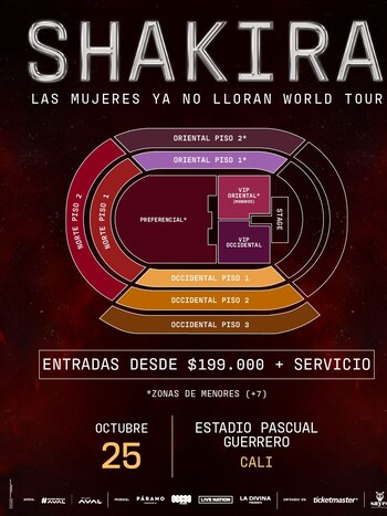 Precios de boletas concierto Shakira