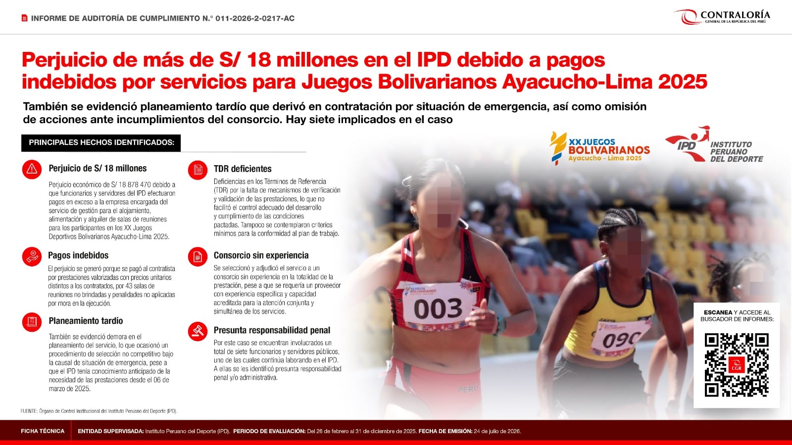 Contraloría atribuye perjuicio millonario al IPD por contrato para los Juegos Bolivarianos| Foto: Contraloría
