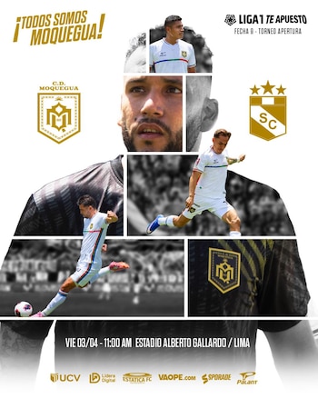 Anuncio del Sporting Cristal vs CD Moquegua por Torneo Apertura 2026. - créditos: CD Moquegua