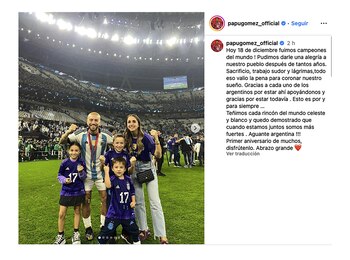 La publicación del Papu Gómez