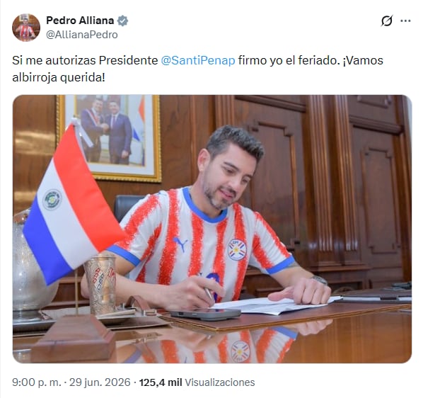 El tweet del vicepresidente Pedro Allian