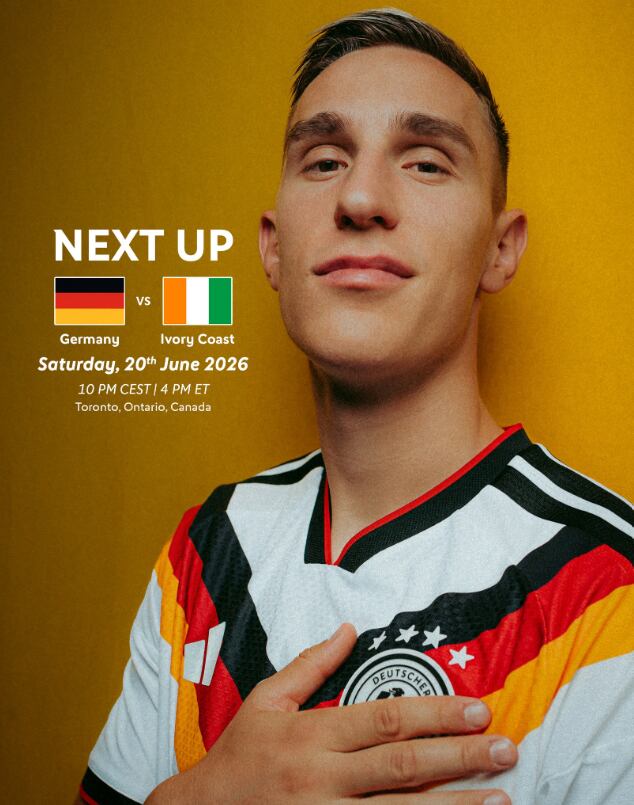 A qué hora juega Alemania vs Costa de Marfil por el Mundial 2026. (germanfootball)