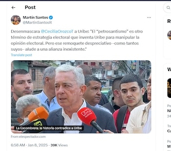 Martín Santos reaccionó a la columna de Cecilia Orozco - crédito @MartinSantosR