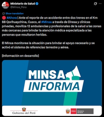 Minsa envía ambulancias para atender
