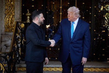 December 29, 2025, Ukraine, Ukraine, Ukraine: US President Donald Trump met with Ukrainian President Volodymyr Zelensky for talks on ending the war between Ukraine and Russia at Trump's Mar-a-Lago resort in Palm Beach, Florida, on December 29, 2025 (Credit Image: � President Of Ukraine/APA Images via ZUMA Press Wire)