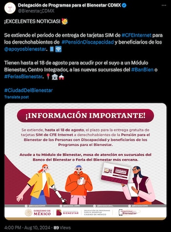 Foto: X: @Bienestar_CDMX