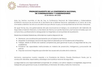 La CONAGO subrayó que la