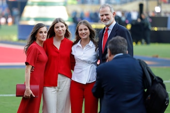 Los reyes Felipe y Letizia, la princesa Leonor y la infanta Sofía en la final del Mundial de fútbol. EFE