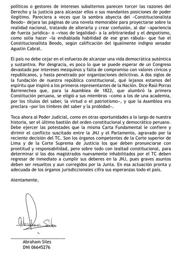 Carta de Abraham Siles