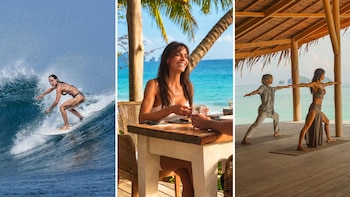 Así fueron las increíbles vacaciones familiares de María Susini en Indonesia: surf, playas paradisíacas y un inolvidable encuentro con tiburones ballena